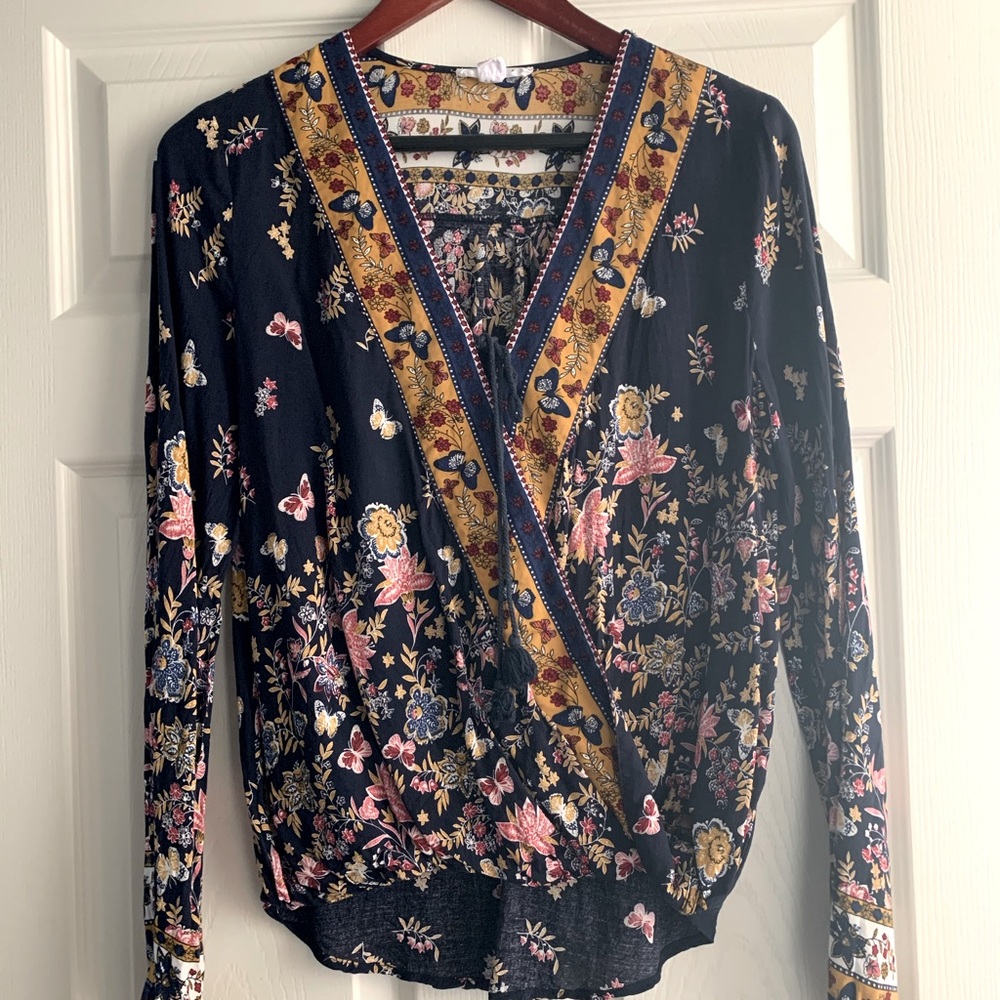 Boho faux wrap top